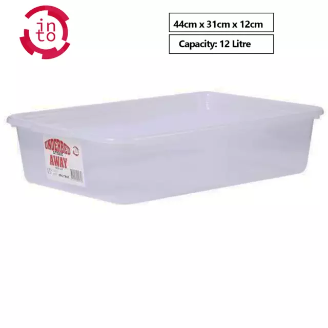 5 x 12L Clear Plastic Storage Box Underbed Container Organizer Kitchen Wardrobe