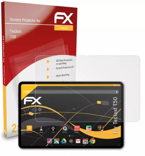 atFoliX 2x Panzerfolie für Teclast T50 Schutzfolie matt&stoßfest Folie