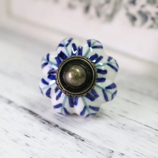 8PCS white blue porcelain drawer cabinet knob pull kitchen cabinet door handle