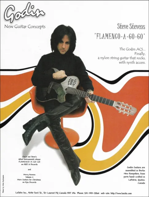 Steve Stevens Godin ACS guitar advertisement Flamenco-A-Go-Go 1999 ad print
