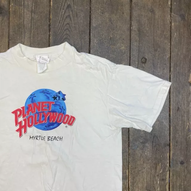 Planet Hollywood T-Shirt Vintage Myrtle Beach 90er Jahre T-Shirt, weiß, Herren groß 2