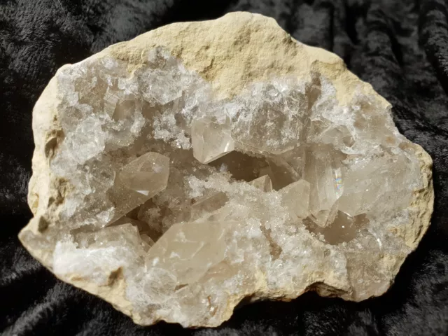 Coelestin - Quarz - Druse - Quarzdruse hochglänzend - Nr.3 Tunesien - Handstufe