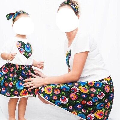Mummy and Daughter Matching Set T-shirt Mum & Child Cute Tee Skirt Outfit UK