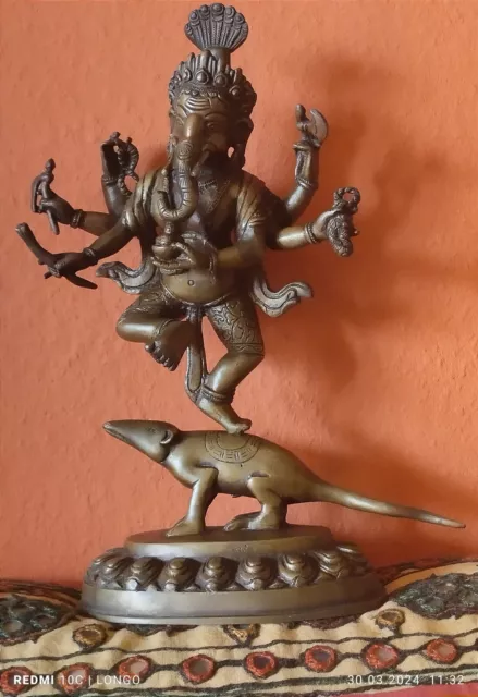 Ganesha der auf Ratte tanzt,groß,schwer,30 X 20 X 11,5 cm