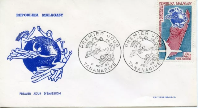 Fdc / Premier Jour Madagascar / Tananarive / Union Postale Universelle 1961