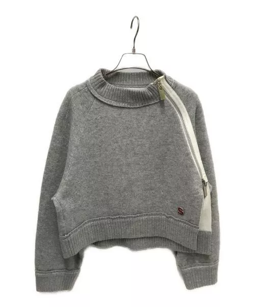 sacai Women's s Cashmere Knit Pullover Tops Gray Size:2 22-06235/3843