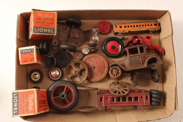 ANTIQUE & VINTAGE Toy Cars Train Trucks & Parts Cast Iron Metal Rubber