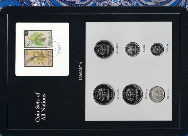 Coin Sets of All Nations Jamaica w/card 1975-1984 UNC FM (M) or (U) Low Mintage