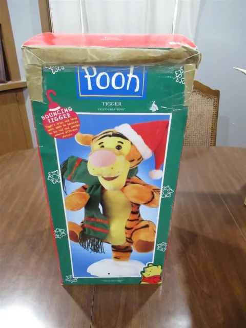 Vintage Talking/Bouncing Tigger 22" Animated Christmas Greeter Disney Pooh Telco