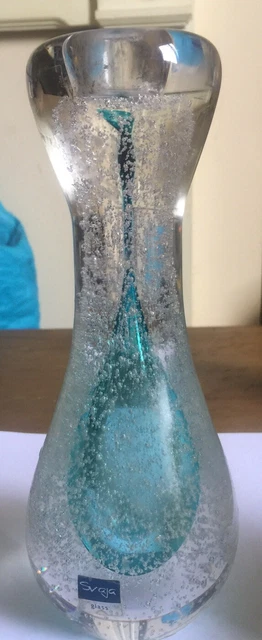 Scultura Vintage In Vetro Svaja Soffiata A Mano Alta 33 Cm Firmata & Adesivo