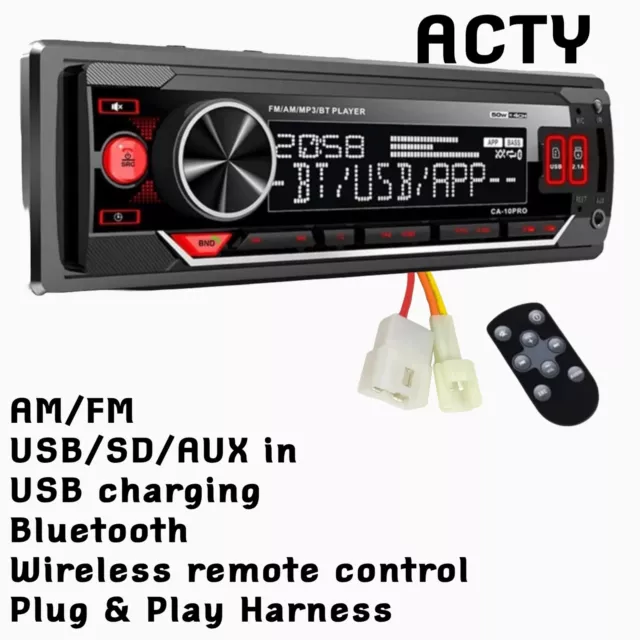 12V Honda Acty Plug & Play 4 /2 Harness Stereo Radio FM Bluetooth USB