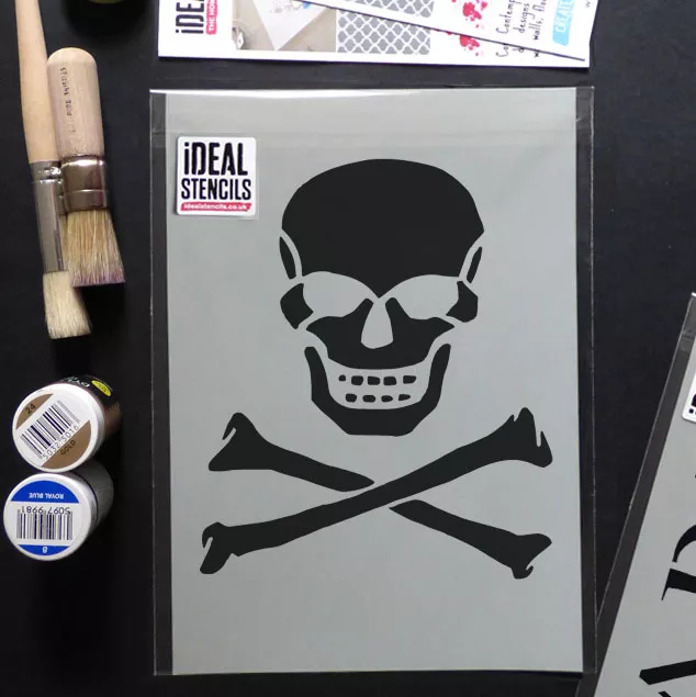 Skull Crossbones Stencil Nautical Home Decor Painting Art Craft - Ideal Stencils
