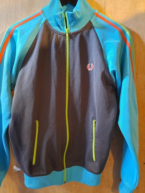 Fred Perry Giacca Track Ragazzi Gioventù Grande In Ottime Condizioni