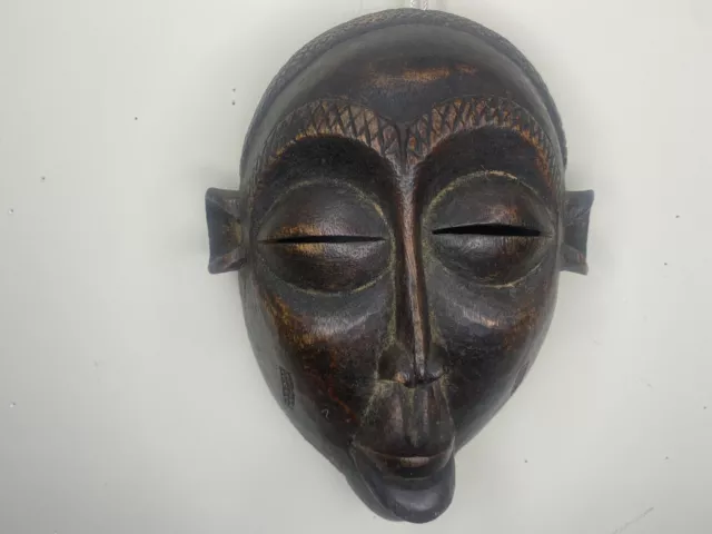 hand made African Tribal Art Carving Wood Mwana Pwo CHOKWE Mask 6" X 8"