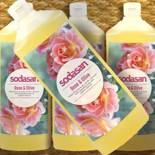 Sodasan Liquid Soap ROSE-OLIVE Flüssigseife 1000ml / 1 Liter Handseife bio vegan