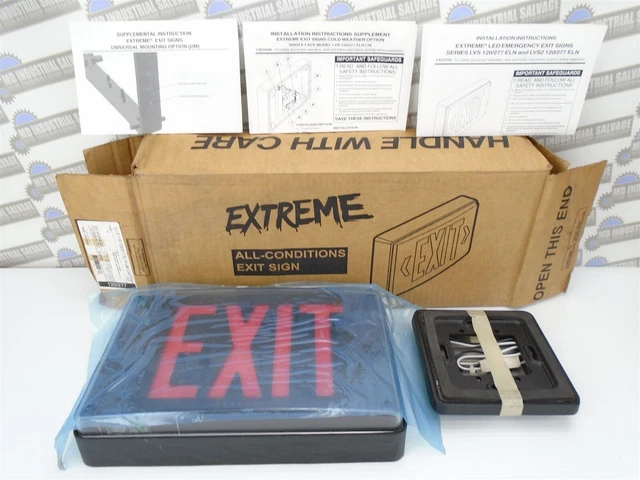 LITHONIA LIGHTING - LV S 1 R 120/277 EL N UM CW - BLACK EXIT SIGN - Extreme 4X