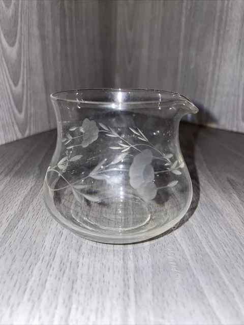 Vtg Princess House Jam Condiment Jar 2.5 Inches Tall Etched Flowers