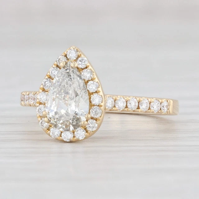 Hana 1.49ctw Birne Halo Verlobungsring 18k Gelbgold Größe 6