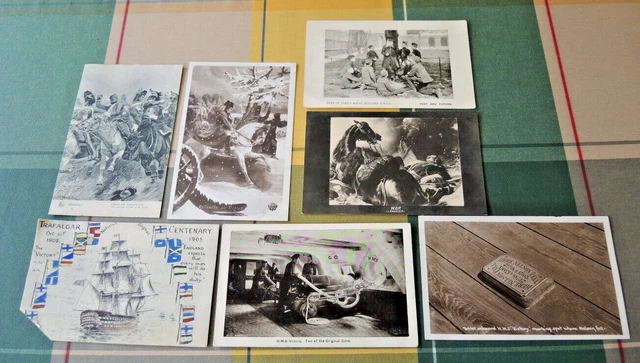 7 Postcards Battles Of Trafalgar & Waterloo + Duke Of York’s Military School #4