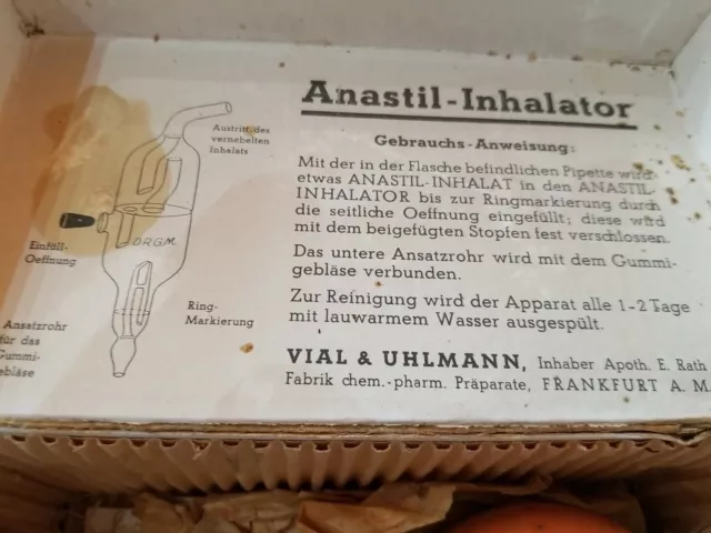 Vintage Inhalator Inhalations-Apparat, Vial & Uhlmann in OVP alt antik Anastil 3