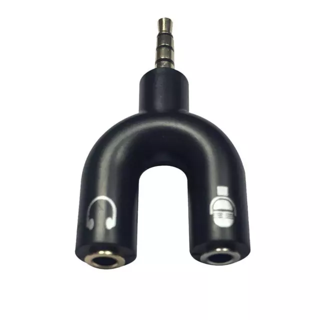 3.5mm Black Stereo Splitter Audio to Mic & Headset New For Phone Adapter T1 J2E7