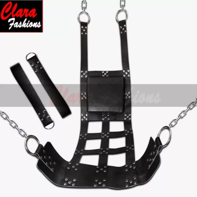 Heavy Duty Real Leather Sex Swing/Sling With Stirrups Frame Adult Play Mountable