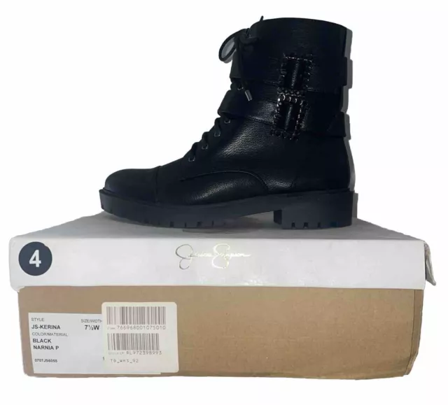 New Jessica Simpson Kerina Black Combat Boots Size 7.5 W. LSHE140