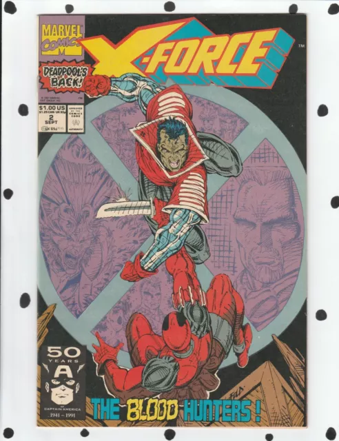 X-Force 2 Marvel 2nd Appearance of Deadpool 1st Print Sept 1991 Series X-Men
