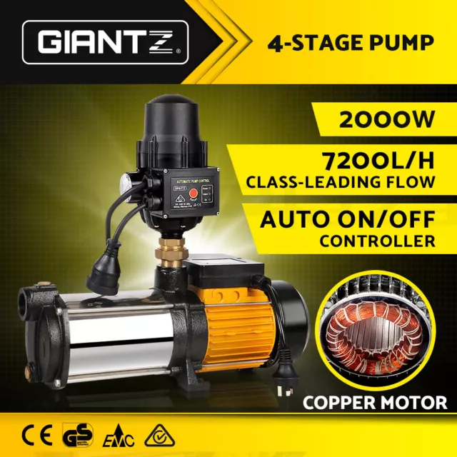 Giantz Garden Water Pump High Pressure 2000W Multi Stage Tank Irrigation Black