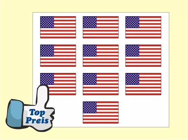 10 x Stück USA Sticker Fahne Modellbau United States Flagge Mini Aufkleber