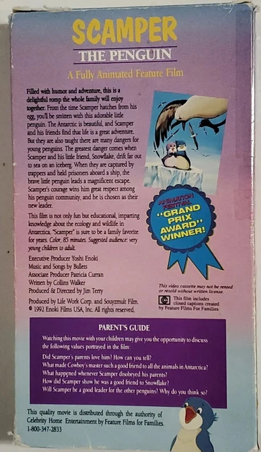 SCAMPER THE PENGUIN VHS Video Tape Kids Cartoon Movie 1992 Ships Fast ...