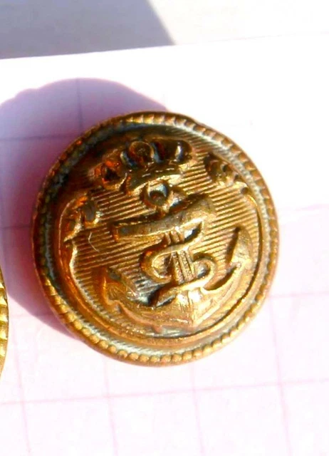 Bouton Vintage Ancre Marine - Couleur Brun Et Rose, Occasion, Fabriqué En France