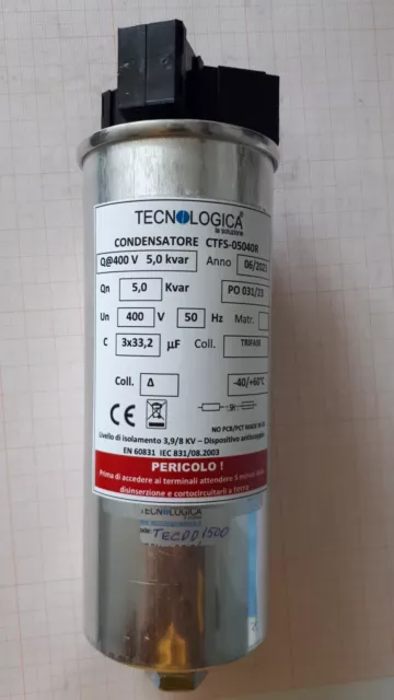 Tecnologica Condensatore rifasamento trifase 5 kvar@400 V,  3x33,2 µF, Vn 400V