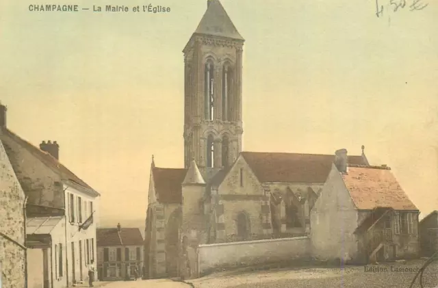 CPA / 95 - CHAMPAGNE - La Mairie et L'Eglise 34073