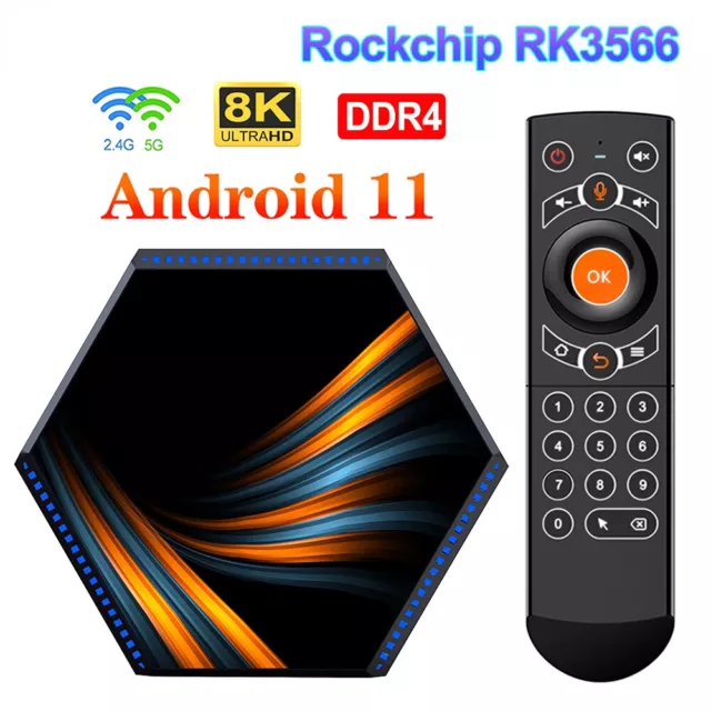 Smart Android 11 TV Box 8GB RAM 64GB 128GB ROM Rk3566 2.4G&5g WiFi