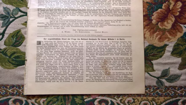 1890 Bauzeitung 37 Berlin Nationaldenkmal Kaiser Wilhelm I