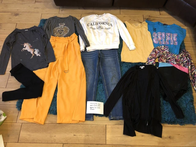 Girls age 9-10 years clothes bundle Next River Island jeans cardi tops trousers