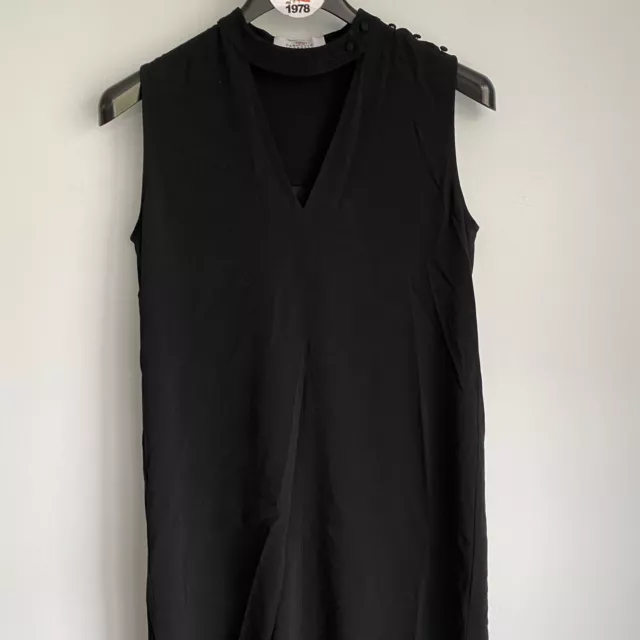 Derek Lam 10 Crosby Black Keyhole Shift Dress Size 6 Sleeveless Shoulder Buttons