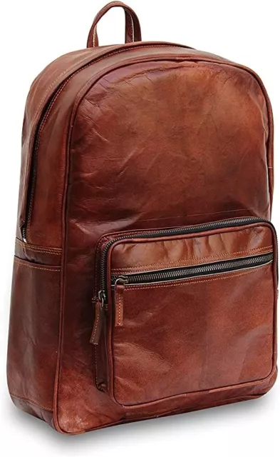 Cuero Marrón Mochila Múltiples Bolsillos - Bolsa para Portátil para Hombre Mujer 3