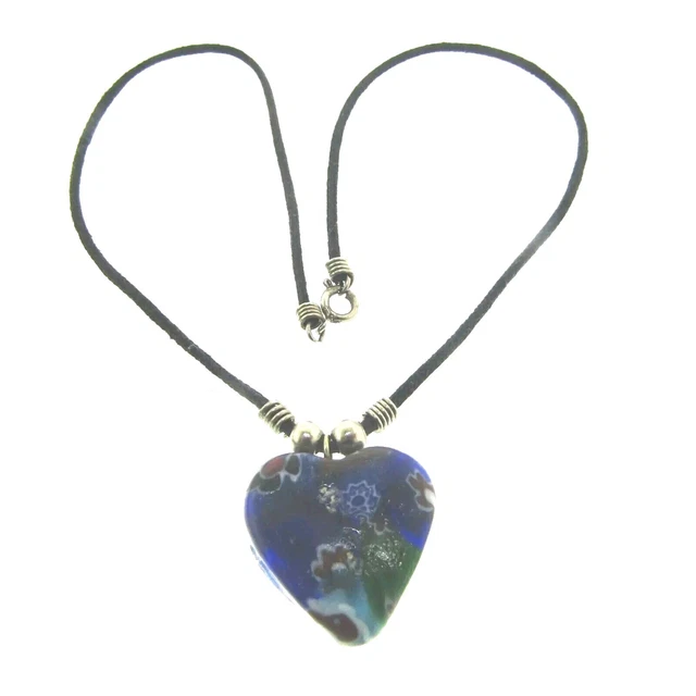 Murano Millefiori Glass Heart Pendant