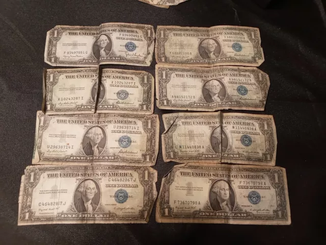 One Dollar Silver Certificate Lot (8) 1957 (2) 1957 A (2) 1935 D - F (2) - G
