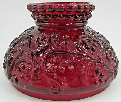 4" Ruby Red Glass Forget Me Not Miniature Student GWTW Oil Kerosene Lamp Shade