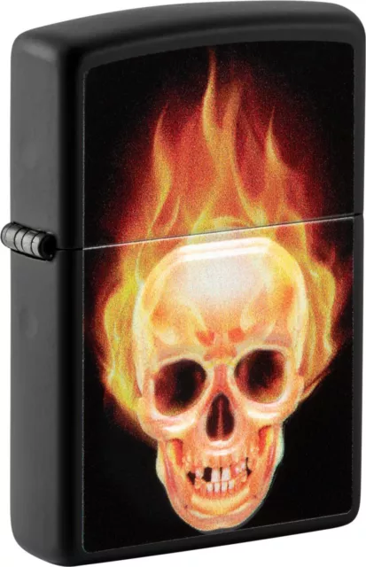 ZIPPO nero stampa 3D Flaming Skull 60006132 metallo confezione regalo