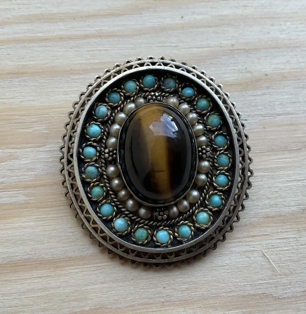 Broche En Argent Avec Portrait émaillé, époque 1900 – Bijou Vintage Français