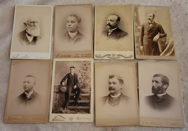 Group 11 Antique Cabinet Card Studio Photos Gentleman 1880's One Signed Ohio