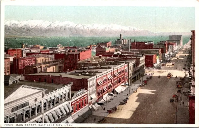 Vintage Postcard Aerial View of Main Street Salt Lake City Utah UT          Z025