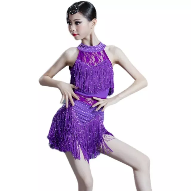 Girl Dance Dress Fringe Party Latin Salsa Ballroom Dancewear Outfit Costume Sexy