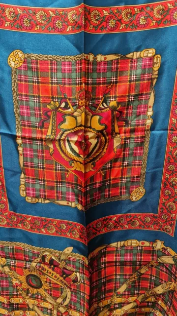 Cravatta Vintage 100% Seta Sciarpa Design Scozzese Nuova Con Etichette