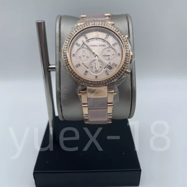 Michael Kors Parker MK5896 Blush Dial Rose Gold Tone Blush Acetate Women's Watch