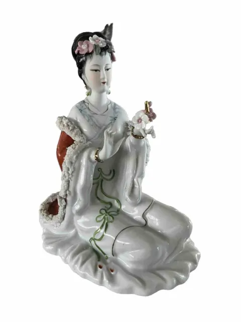 Vintage MCM Porcelain Asian Geisha Figurine 9” Tall